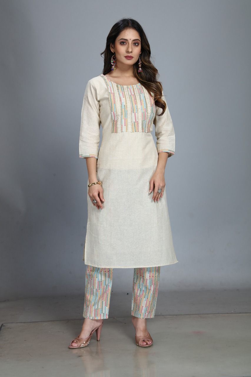 Buy Stunning Khadi Cotton Striped Calf Length Kurti (Code: C1009871) online  from sourgrape's online | Cotton kurti designs, Kurti designs, New kurti  designs